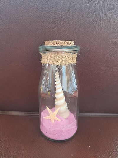 Γυάλινο Μπουκαλάκι με Θαλασσινό Θέμα και Χρωματιστή Αμμο