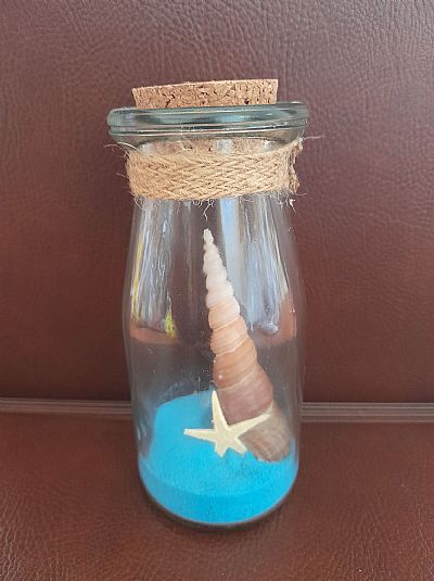 Γυάλινο Μπουκαλάκι με Θαλασσινό Θέμα και Χρωματιστή Αμμο