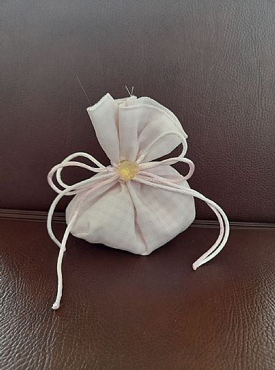 Μπομπονιέρα Πουγκί Υφασμάτινη Καρό *ΠΟΡΤΟΚΑΛΙ-ΡΟΖ -ΓΑΛΑΖΙΟ* 